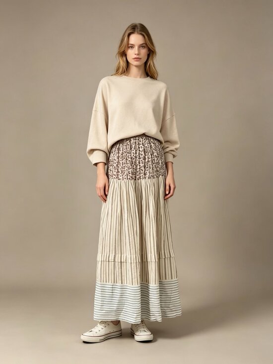 See By Chloé Dresses & Skirts - $605 NWOT SEE BY CHLOÉ Floral Stripe Maxi Skirt Size 38 Multicolor Elastic waist